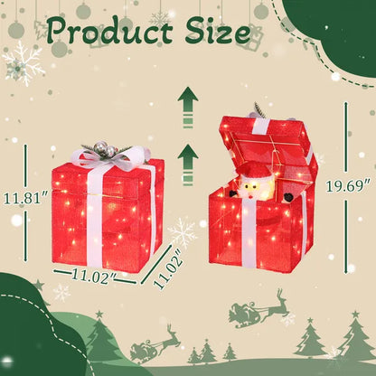 12in Motorized Pop-up Gift Box With Santa, Outdoor Christmas Decorations With Motor & 60 LED Lights - view 4