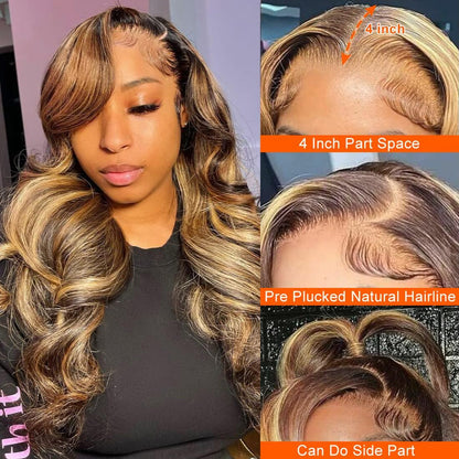 P4 27 13x4 Lace Front Wig Human Hair Body Wave Density - view 3