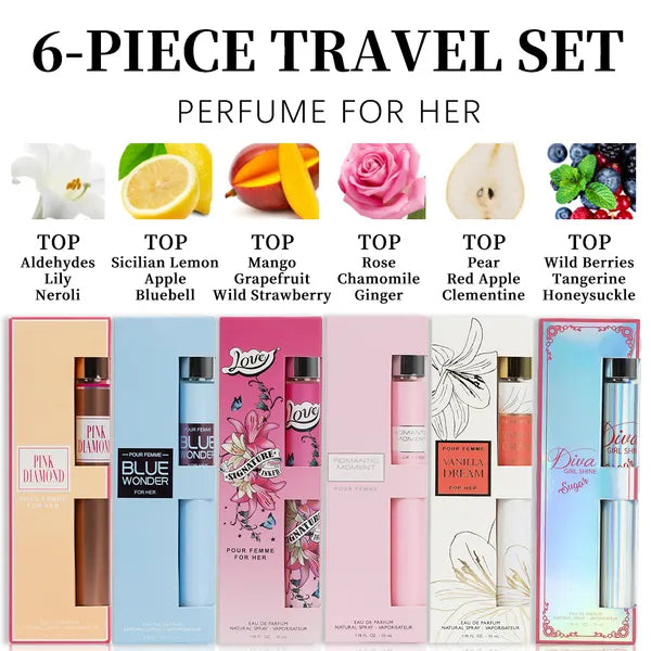 6pcs Travel Set, Women'S Eau De Parfuma Spray, Long Lasting Fragrance, 6 Different Flavor, Perfect For Holiday Gifts - view 3