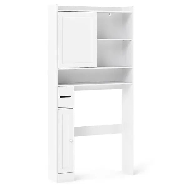 Over-The-Toilet Storage Cabinet White- 1 Top Shelf 2 Enclosed Cabinets Toilet Paper Holder - view 5