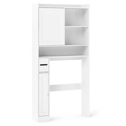 Over-The-Toilet Storage Cabinet White- 1 Top Shelf 2 Enclosed Cabinets Toilet Paper Holder - view 5