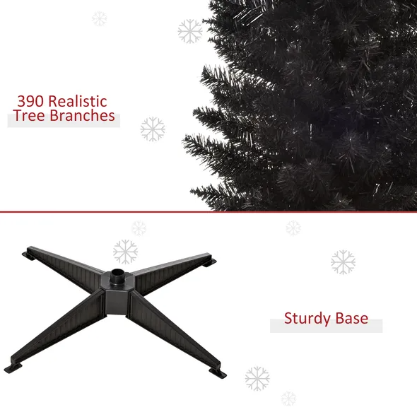 6 Ft Artificial Pencil Christmas Tree, Slim Xmas Tree With 390 Realistic Branch Tips And Plastic Stand, Black - view 8
