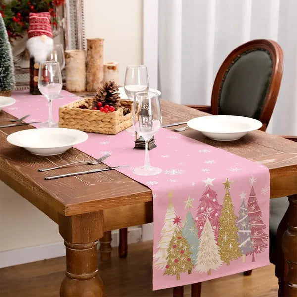 Christmas Table Runner 13x72 Inch, Xmas Trees Snowflakes Holiday Decorative Farmhouse Table Decoration For Kitchen - view 6