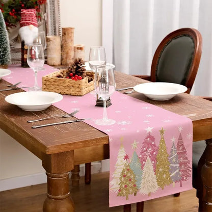 Christmas Table Runner 13x72 Inch, Xmas Trees Snowflakes Holiday Decorative Farmhouse Table Decoration For Kitchen - view 6