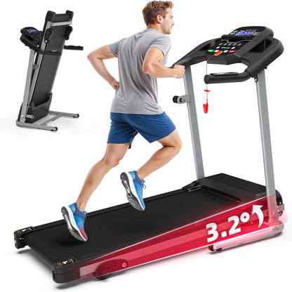 Compact Folding Treadmill For Home - 2.5HP Quiet Brushless Motor, 3-Level Incline, 7.5 MPH, Shock Absorption - view 3