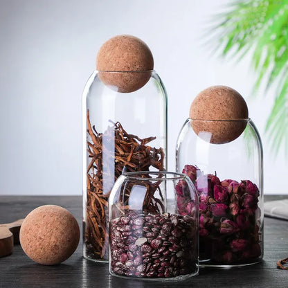 1 SET Storage Ball Jar, Glass Tea Jar, Minimalist Cork Jar, Sealed Candy Jar, Storage Jar, Coffee Jar - view 3