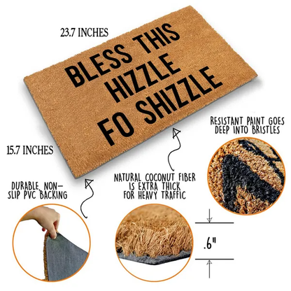 Bless This Hizzle Fo Shizzle Heavy-Duty Coconut Coir Doormat - Non-Slip Premium Outdoor Mat For Entryway With Humorous - view 2