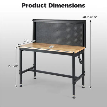 48" Heavy-Duty Workbench 2000LBS Capacity 7-Level Height Adjustable with Built-in Power Strip - view 7