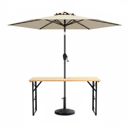 3-Piece Patio Picnic Set - 7.5ft Crank Tilt Umbrella, Heavy-Duty Resin Base, Adjustable Legs, Backyard/Garden/Campsite