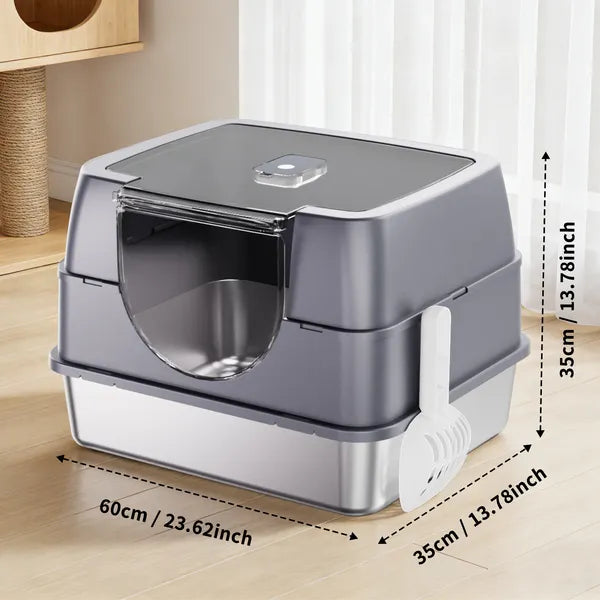 Fully Enclosed Stainless Steel Cat Litter Box White - 2025 Top Pick, Odor Lock, No Litter Scatter, Easy Clean - view 5