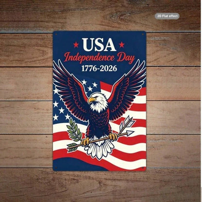 American 1776-2026 Independence Day Aluminum Tin Sign, Bald Eagle & Flag Wall Art, Art - view 2