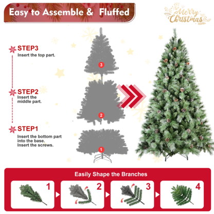 Artificial 7ft Green Christmas Tree With 1348PVC Hard Needle Mixed Branch Tips - view 2