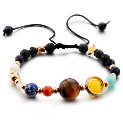 Eight Planets Alloy Bracelet, Natural Stone Bead Bracelet Women Solar System Bracelet Universe Galaxy The Eight Planets - view 3