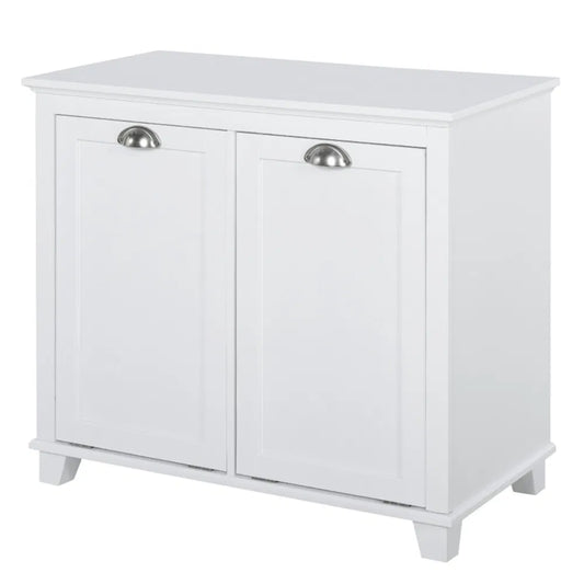 Tilt-Out Laundry Sorter Cabinet, Bathroom Storage Organizer white-AS - view 2