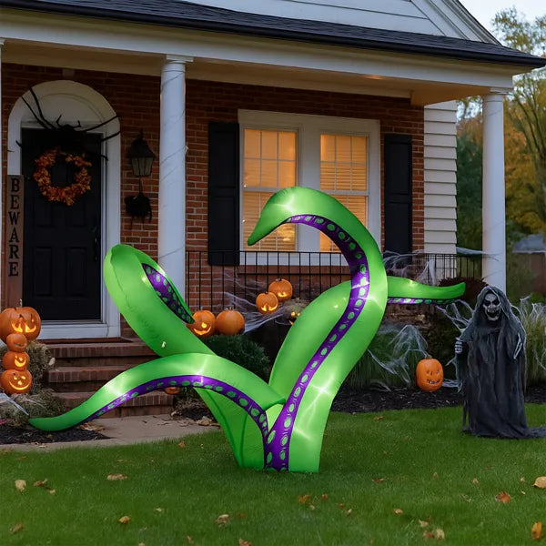 2 Pack Halloween Inflatable Octopus Tentacles Outdoor Decorations, Blow Up Hanging Decoration With Built-in LED Lights - view 5