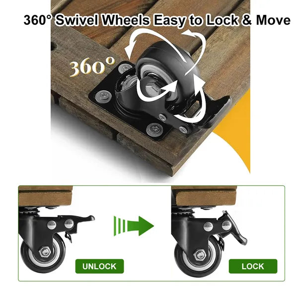 12inch*12inch Square Wooden Plant Cart: Natural Beauty, Easy Mobility, Perfect For Gardening - view 4