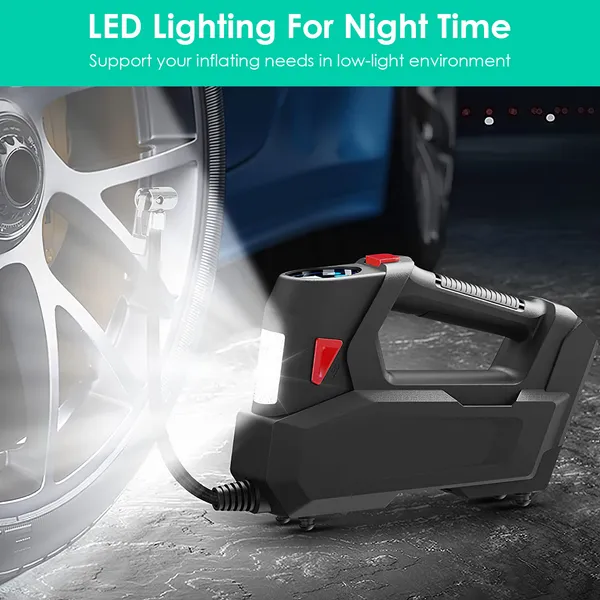 Portable Tire Inflator 120 PSI Maximum 90W Powered Tire With Digital Display LED Light - view 5