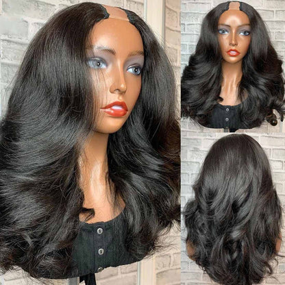 V-Part Human Hair Wig Body Wave, Natural Color, Density - view 3