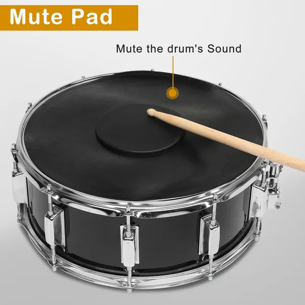 14 X 5.5in Snare Drum Set With Drumstick Holder, Snare Drum Bag, Strap, Mute Pad & Drum Stick For Beginner Student Black - view 6
