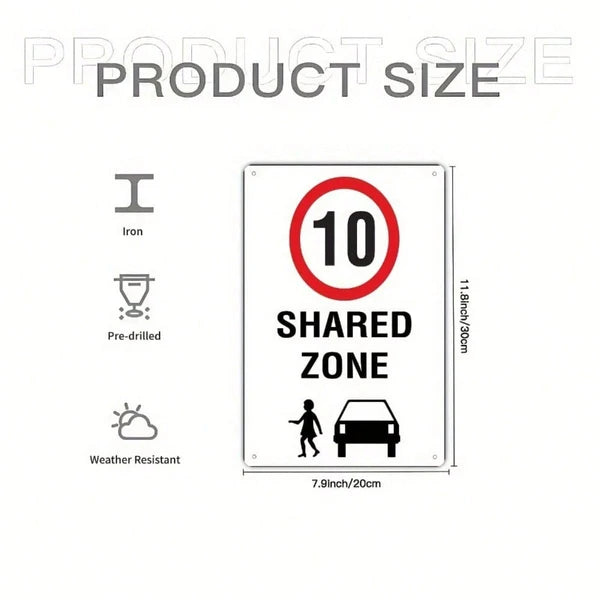 Vintage Speed Limit 10 Km/H Metal Wall Sign, 8x12in Retro Speed Bump Warning Iron Plaque, Plaque - view 5