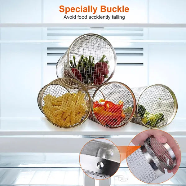 2Pcs 3.42x11.61Inch Portable BBQ Rolling Basket Round Stainless Steel Grill Mesh Barbecue Net Tube With Removable Cover - view 3