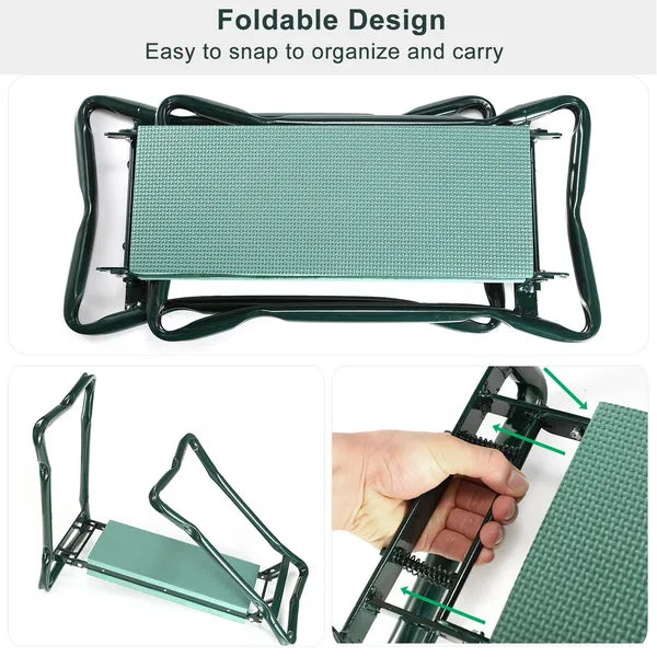 Foldable Garden Kneeler Seat With Kneeling Soft Cushion Pad Tools Pouch Portable Gardener - view 4