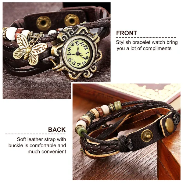 Vintage Women's Watch Bohemian Handmade Leather Watch - view 2