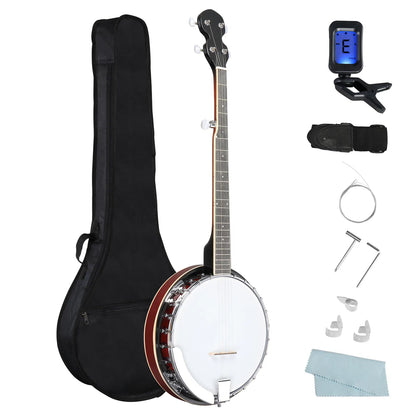 Full Size 5 String Right Handed Banjos Set with Closed Solid Sapele Back & Premium Mahogany Neck and Premium Accessories