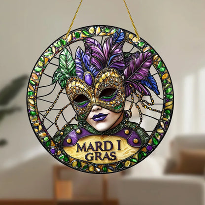 Colorful Suncatcher Hanging Decor Acrylic Mask Glass Effect Room Garden Porch Party Scene Decoration Gift - view 6