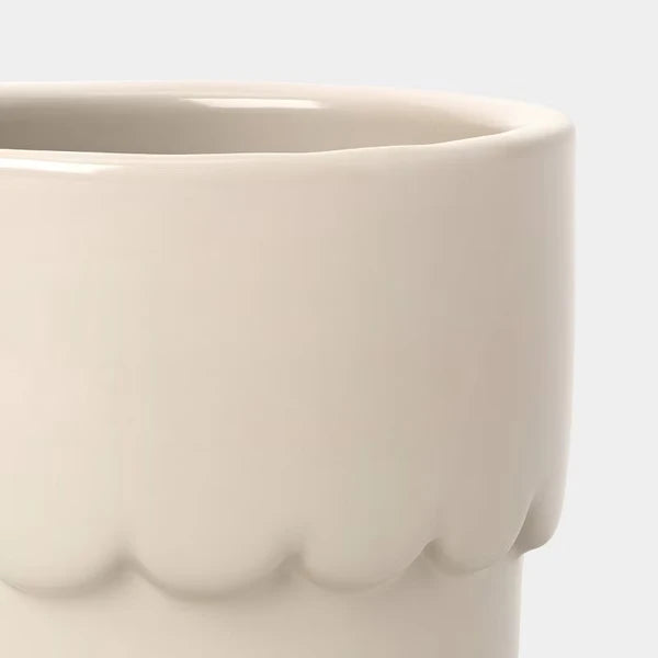 Ceramic Modern Outdoor Planter – Cream, 4" x3.875" For Plants & Succulents - view 2