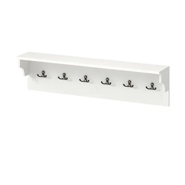 Wall Mount Coat Rack With Shelf - 31.5" x5.5" x8", 6 Hooks & 110LBS Capacity (White) - view 3