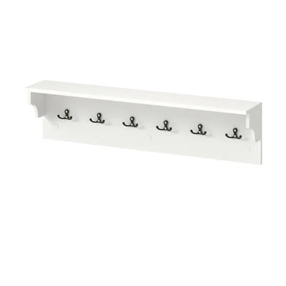 Wall Mount Coat Rack With Shelf - 31.5" x5.5" x8", 6 Hooks & 110LBS Capacity (White) - view 3