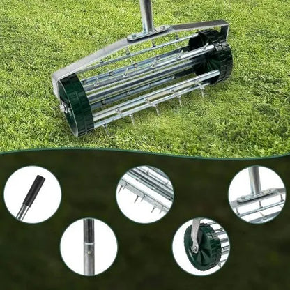 Heavy Duty Rotary Push Lawn Aerator With 3-Piece Long Steel Handle Spike Tine Design For Soil Aeration And Grass - view 3