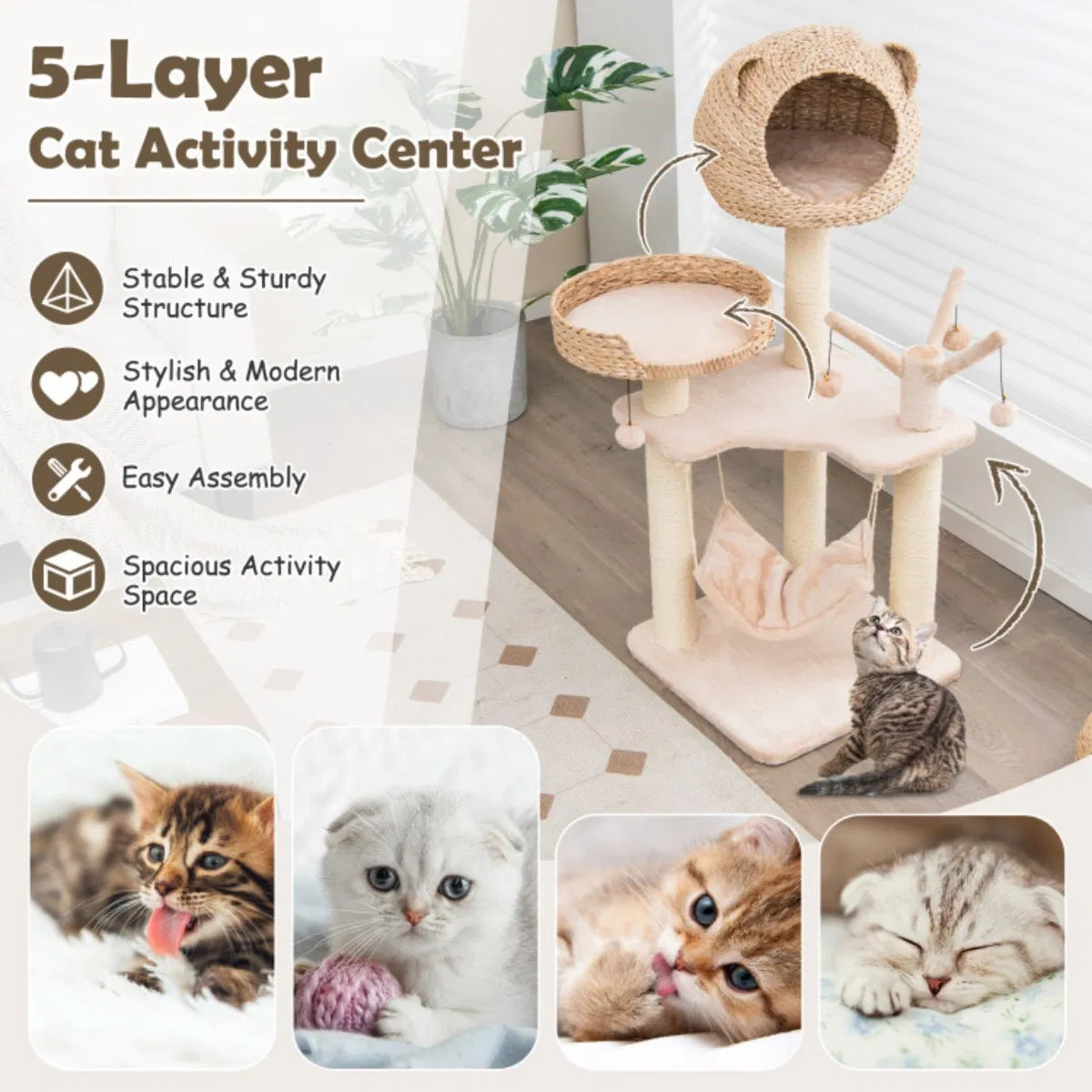 Five-story Cat Tree with Hammock - view 4
