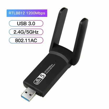 1200Mbps Long Range AC1200 Dual Band 5GHz Wireless USB 3.0 WiFi Adapter Antennas - view 2
