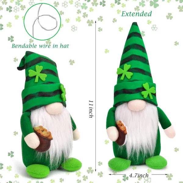 St Patricks Day Gnomes Decorations, 2 Pack Gnomes Plush Lucky Green Shamrock Home Table Decor Ornaments For Irish Saint - view 5