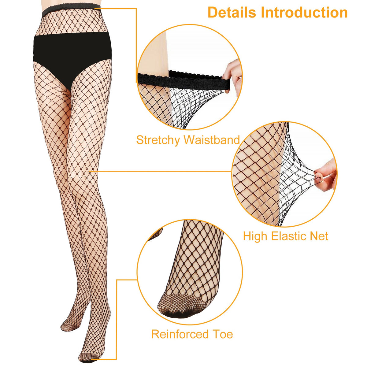 1Pc Women Fishnet Tights Sexy High Waist Fishnet Pantyhose Stretchy Mesh Hollow Out Tights Stockings With Medium Large - view 3