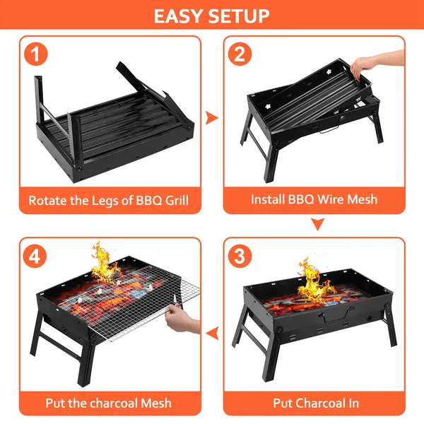 Portable BBQ Barbecue Grill Foldable Charcoal Grill Camping Garden Outdoor Travel - view 3