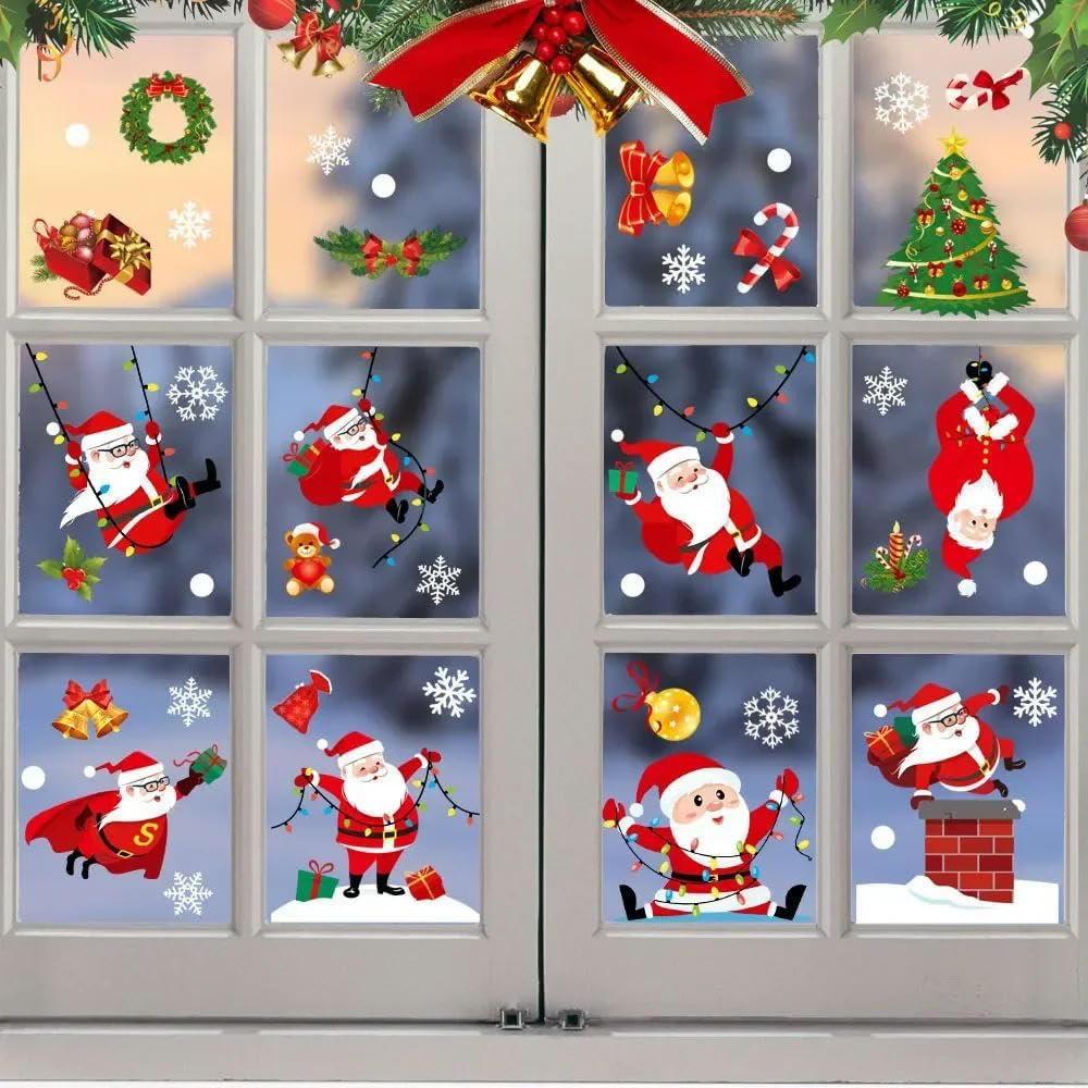 Christmas Glass Stickers Home Decor Ornaments Xmas Snowflake Santa Claus Door Shop Window Sticker New Year Christmas - view 5