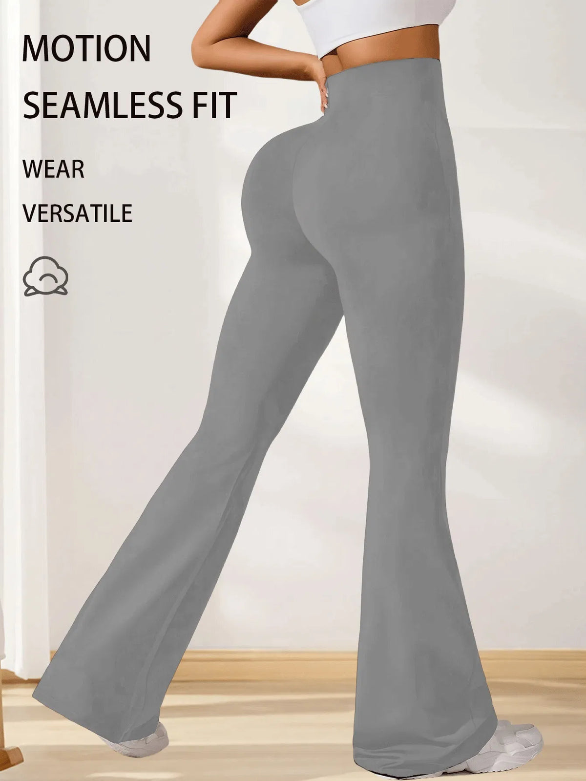 3pcs High-Waisted Flare Sharkskin Leggings Slim Fit, Lightweight & Sculpting Yoga Pants - view 3