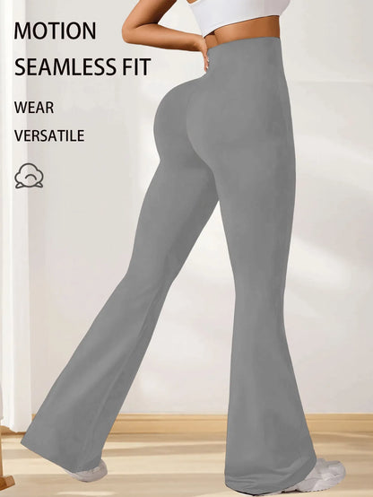 3pcs High-Waisted Flare Sharkskin Leggings Slim Fit, Lightweight & Sculpting Yoga Pants - view 3