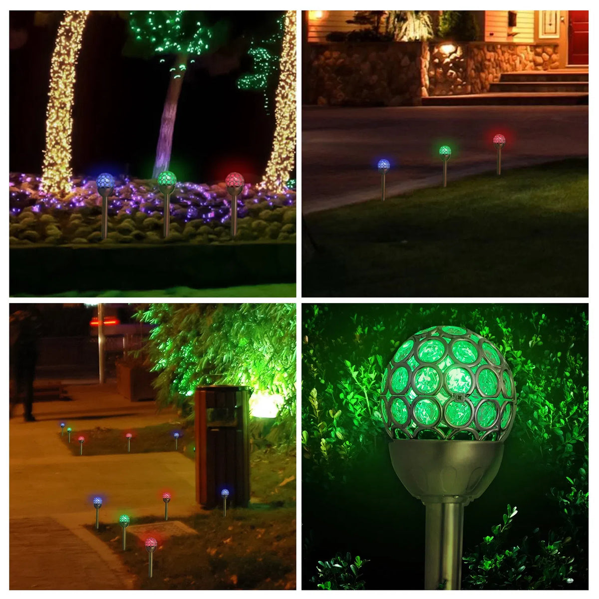 3 Pcs Outdoor Solar Lights IP44 Waterproof Ball RGB Light Garden Decor Lamp Landscape Christmas - view 3