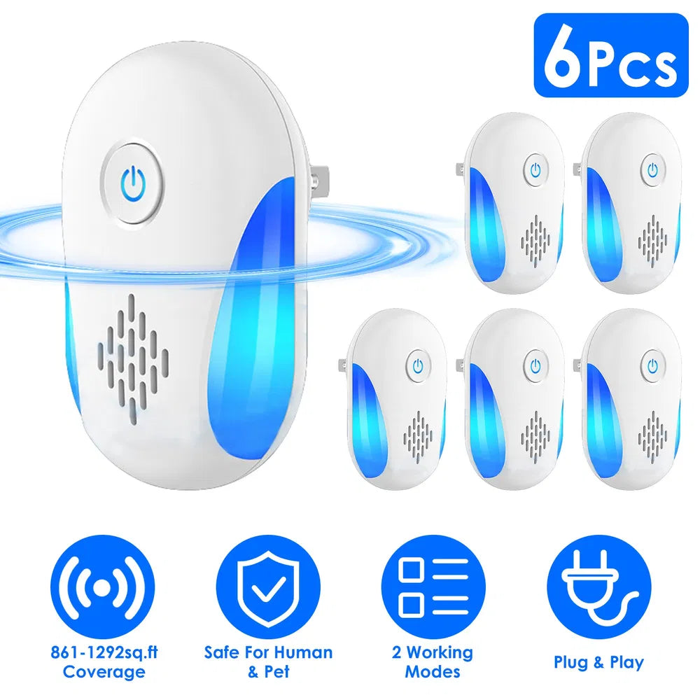 6 Pack Ultrasonic Pest Repeller, Operation Pest Wide Coverage Dual-Frequency Pest Control For Home Apartment Hotel - view 4