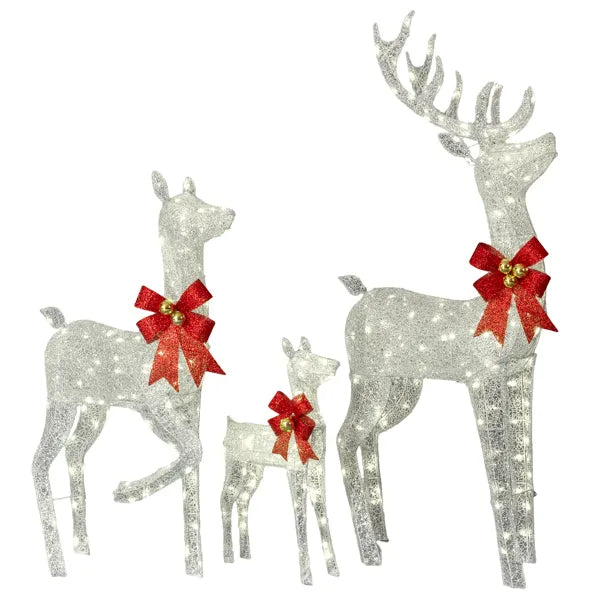 3-Piece Lighted Christmas Reindeer Family Set Outdoor Decorations, Weather Proof Sparkling Deer Family Set Of - view 6