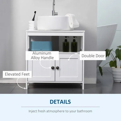 Sink Storage Cabinet, Under Sink Cabinet with Double Doors, Bathroom Vanity Cabinet with Shelves, White-AS - view 3