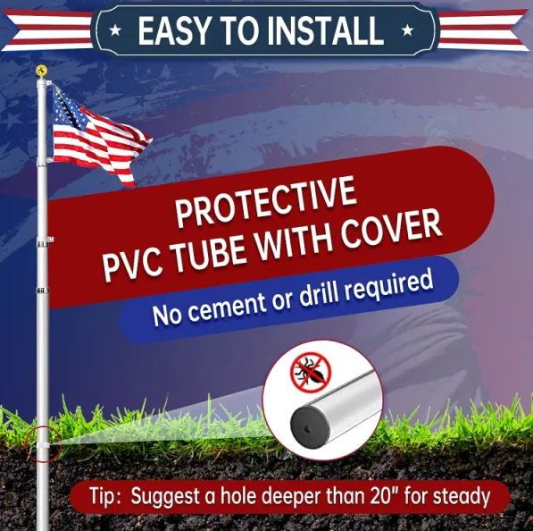Aluminum Flagpole With US Flag And Ball - view 6