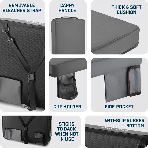 Alpcour Portable Extra Thick Stadium Seat Cushion - 21x 15 Inch Bleacher Cushion With Side Pocket - view 3
