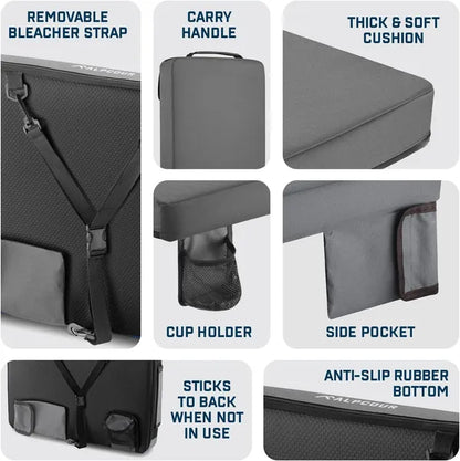 Alpcour Portable Extra Thick Stadium Seat Cushion - 21x 15 Inch Bleacher Cushion With Side Pocket - view 3