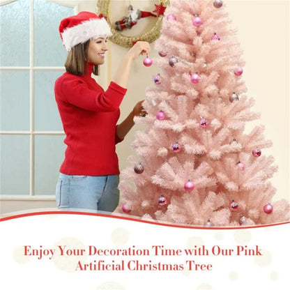 7ft Artificial Christmas Tree Hinged Full Fir Tree With Metal Stand - view 2