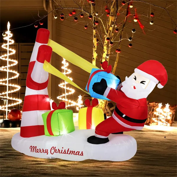 7ft Inflatable Santa Claus Decoration - 5 Built-in LED Lights 210T Polyester Quick Inflation Outdoor Xmas Decor - view 3